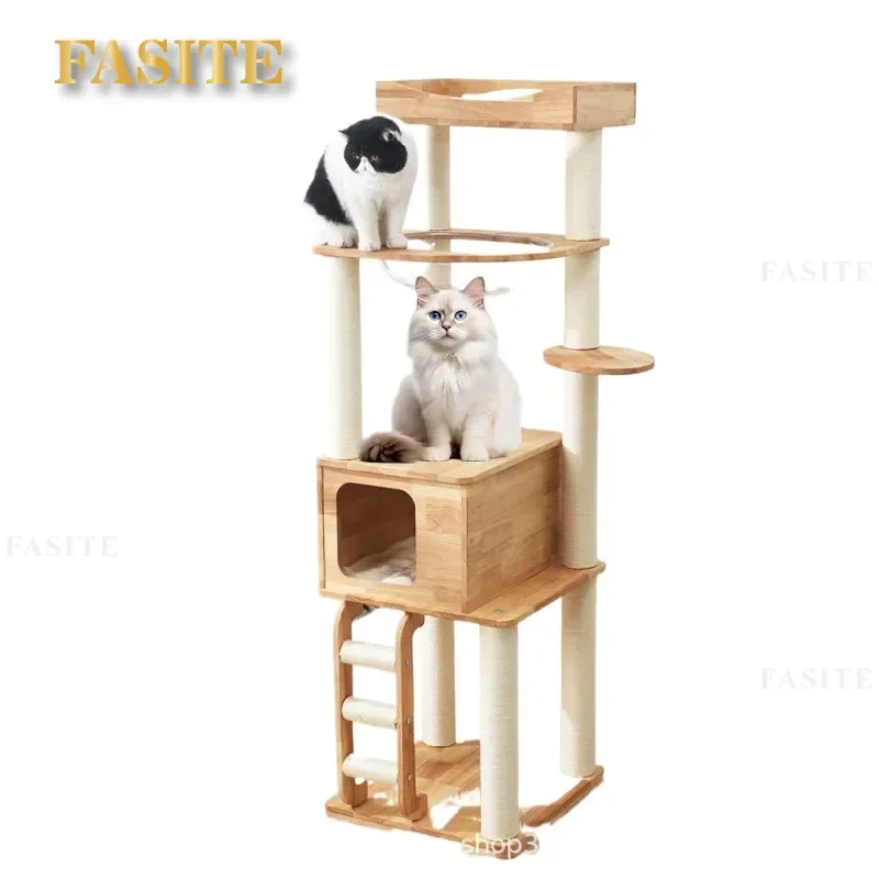 For Cat Solid Wood Climbing Frame Japanese Sisal Cylindrical Space Capsule Nest Tree Integration Large High Rise Compact