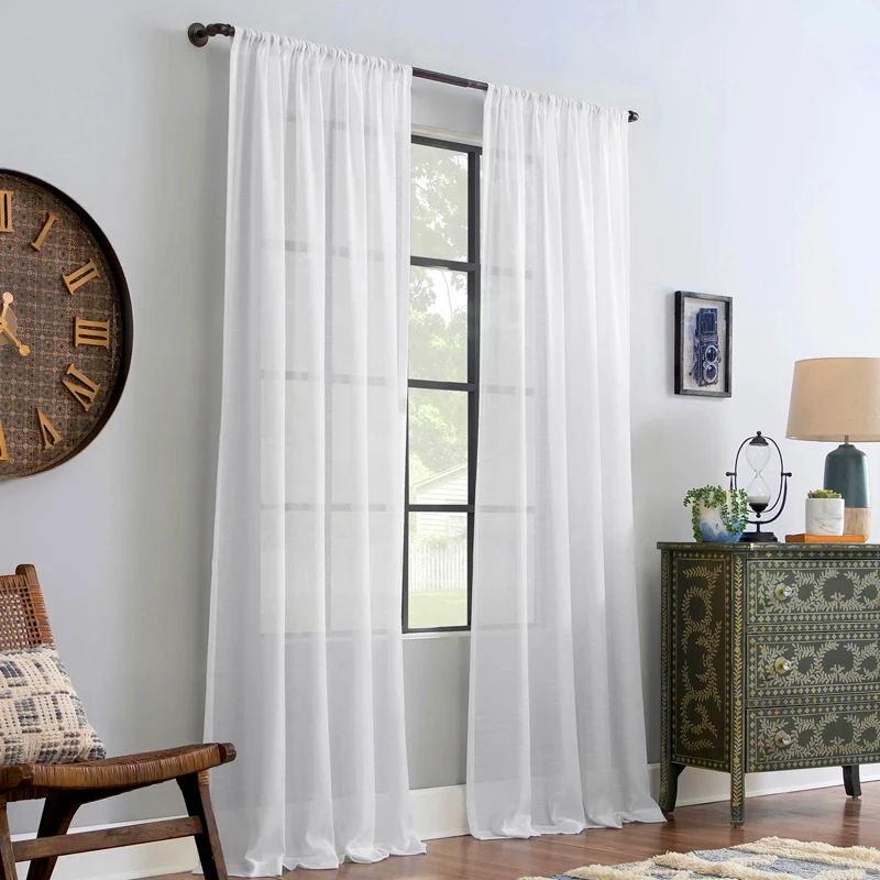 2 Paneele/Set elegante weiße Gardinen, für Wohnzimmer, Schlafzimmer und Küche, verbessern Ihre Wohnkultur