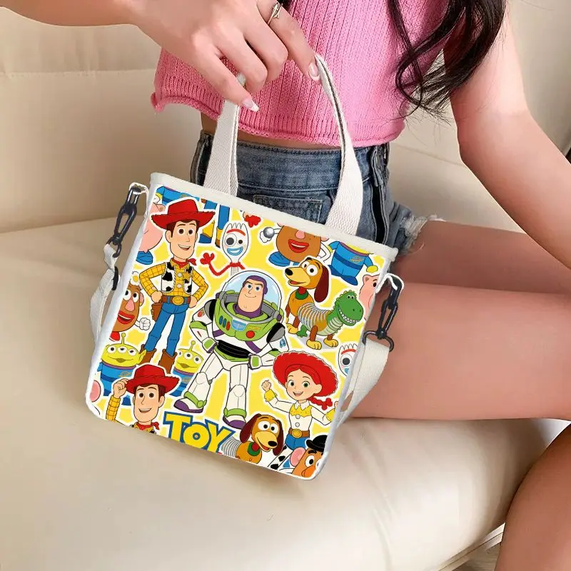 

Сумка-шоппер с принтом персонажей мультфильмов, легкая холщовая сумка через плечо, многоразовая сумка для покупок для детей