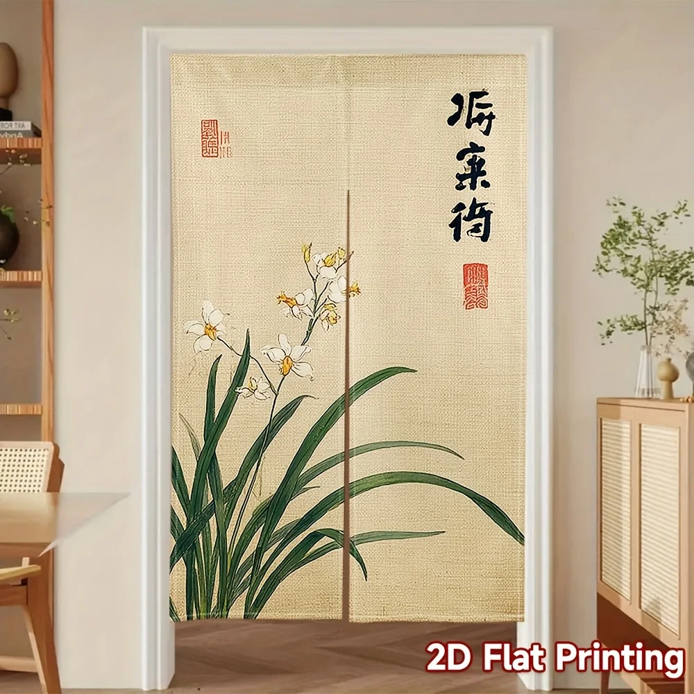 chinese orchid door curtain traditional calligraphy elegant design half panel room divider home decor Durable materials