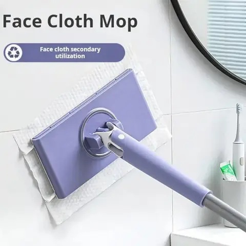 Snap Grip Mini Mop,Convenient Cloth Changing Mini Mop,Retractable Gap Dust Cleaner Flat Mops With Locking Head &Sweeping Cloths,(1mop +1 Rags (Purple)