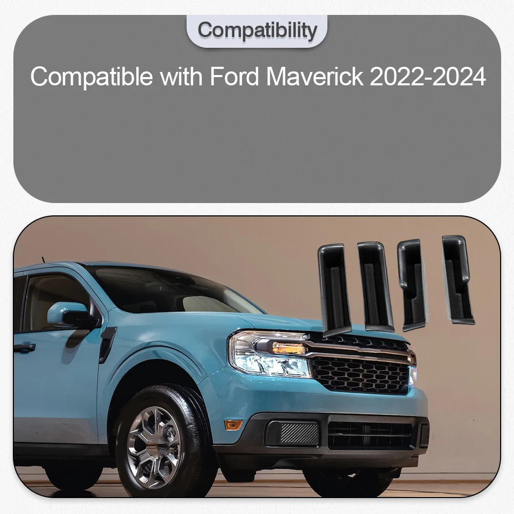 

4pcs Car Front Rear Door Storage Box with Mat For Ford Maverick 2022 2023 2024 Organizer Tray Stowing Tidying Interior Accessory