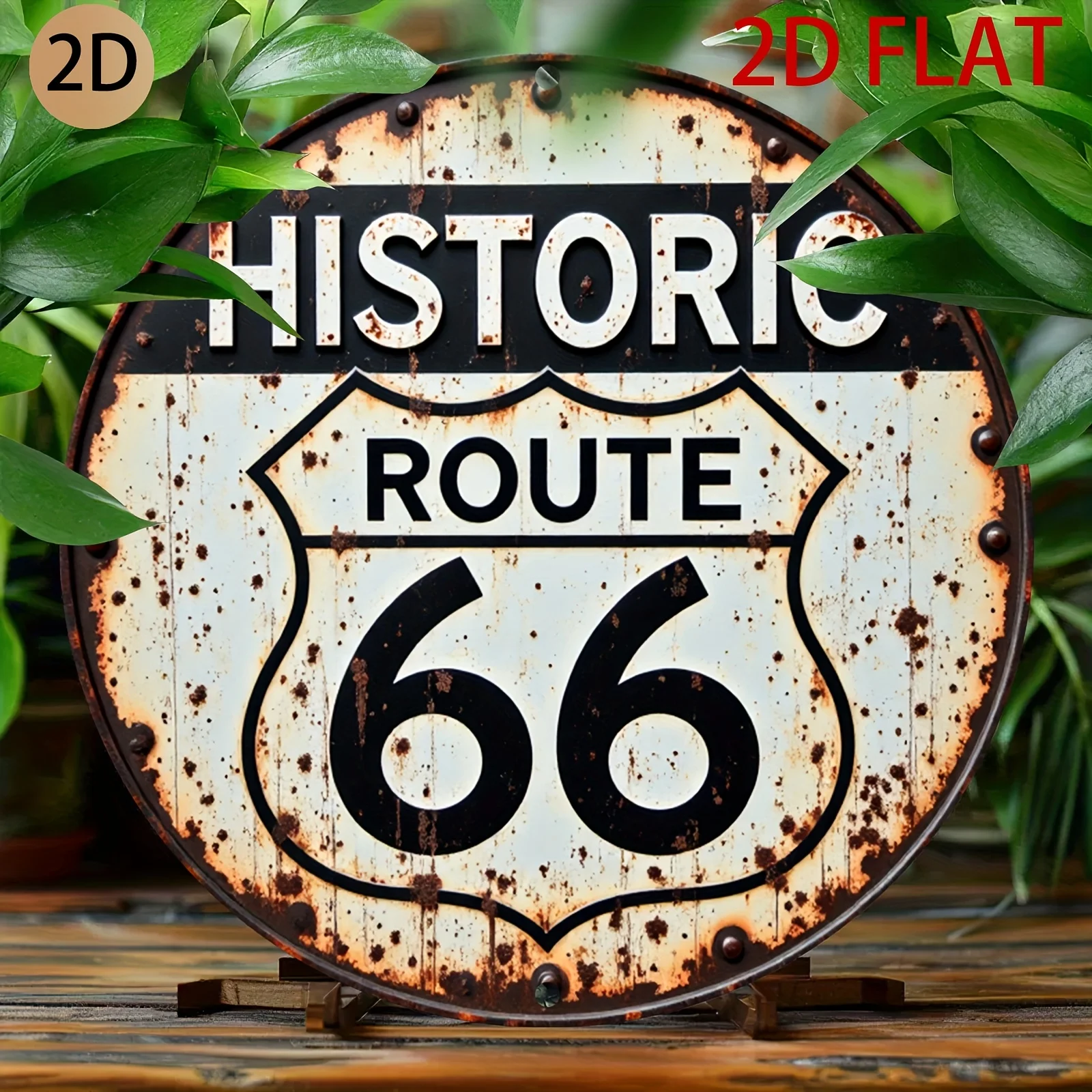Vintage Historic Route 66 Decorative Metal Tin Sign for Wall Art