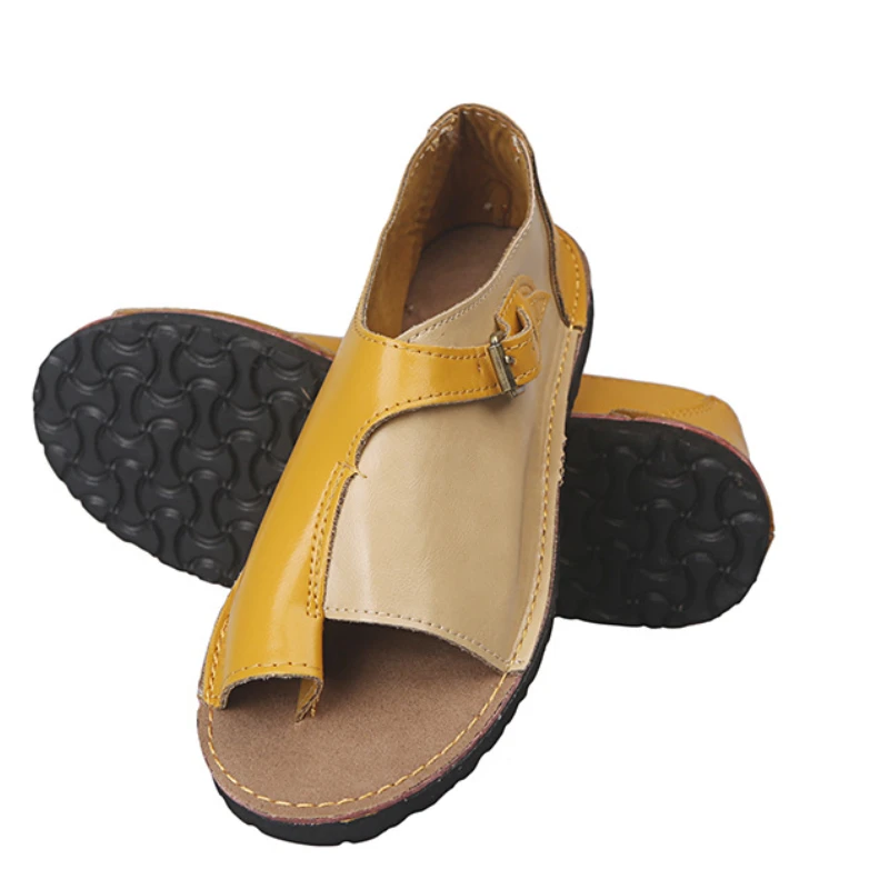 Sandalias cómodas y lisas para mujer, zapatos informales con plataforma plana, de juanete Corrector ortopédico, chanclas