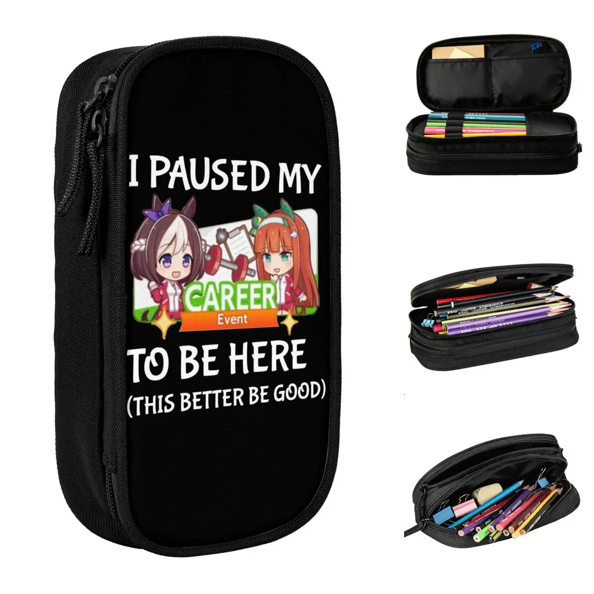 

Large-capacity Pencil Case I Paused My Umamusume Career To Be Here School Supplies Double Layer Pen Case Girl Make Up Bag Gift