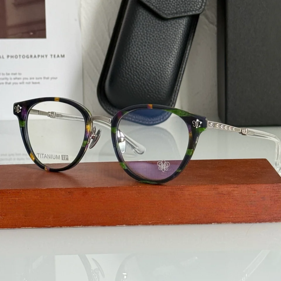 New World Fashion Top Art Designer Women's Luxury Glasses Exquisite Delicate Acetate Titanium Alloy Retro Carving Men's Eyeglass