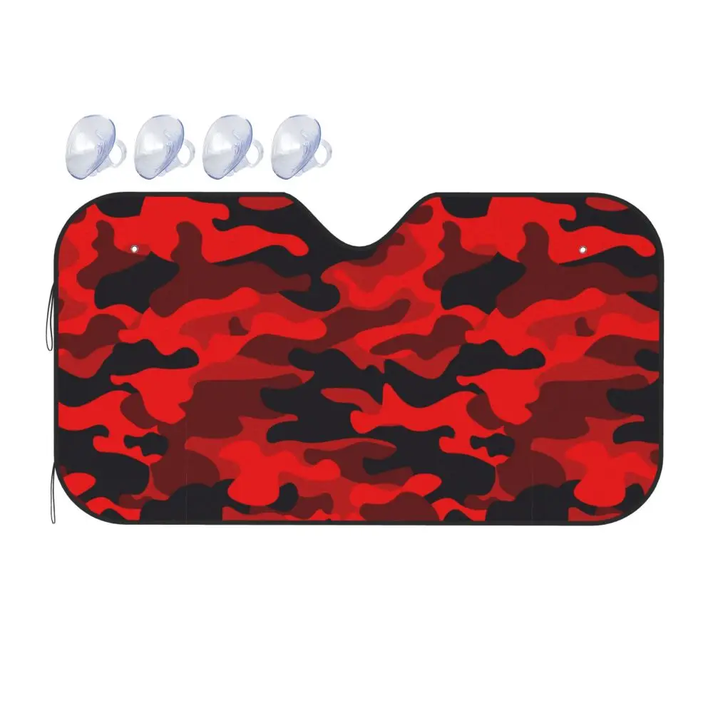 Red Black Camo Car Windshield Sunshade Reflective Sunshade Ultraviolet and Heat-resistant Sunshade Car