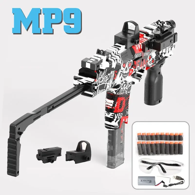 MP9 Toy Gun Electric Foam Dart Blaster Gun Soft Bullet Submachine Guns Automatic Armas For Adults Boys Children Outdoor Games