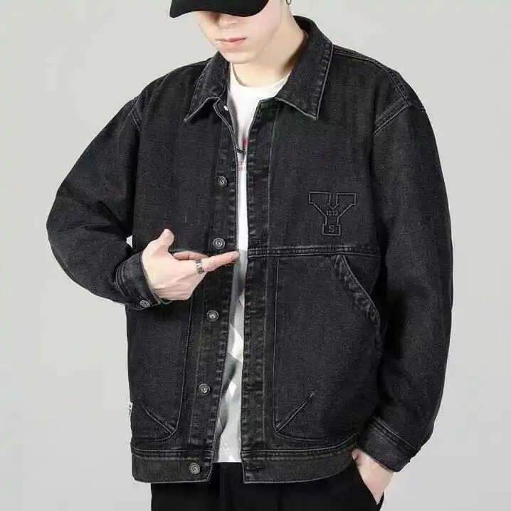 الراقية الرجال فضفاضة تناسب الدنيم Jaet الخريف الشتاء جديد Sle كبيرة الحجم الجينز الربيع العصرية ملابس العمل معطف الشباب ular