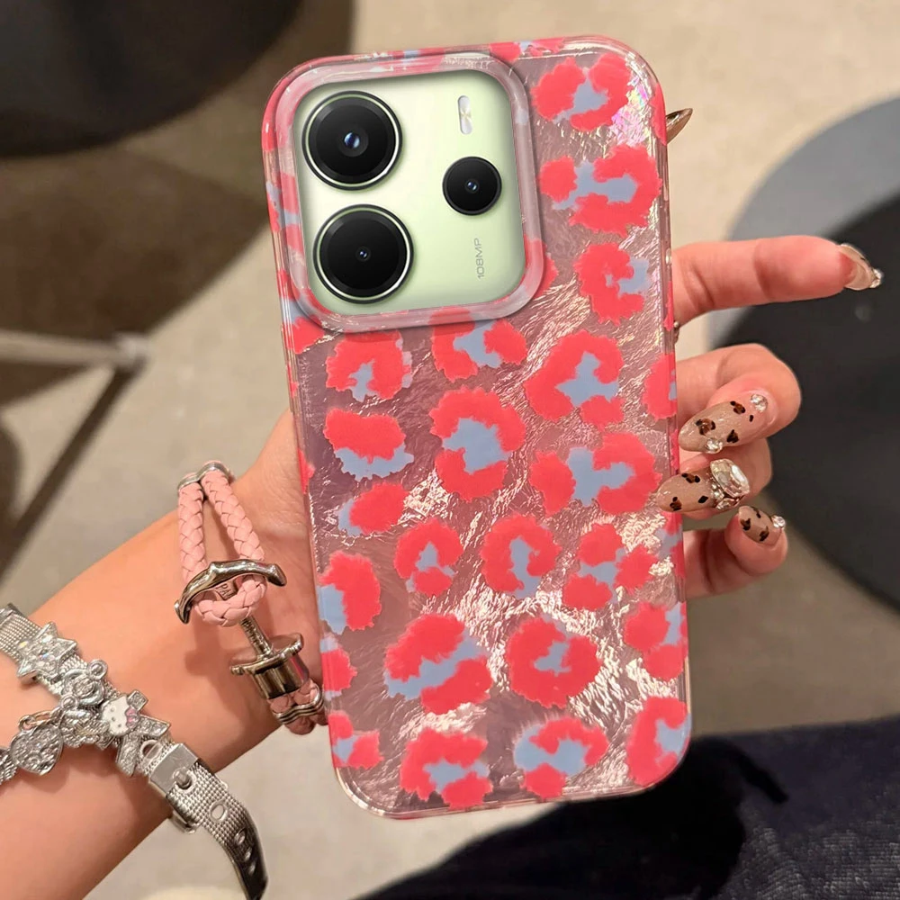 Rosa Retro Leopard Frauen Mädchen Telefon Fall Für Xiaomi Redmi 13C 14C A5 A3 A4 A3X Hinweis 14 13 12 11 10 11S 10S 8 9 Pro 9C 9A Abdeckung