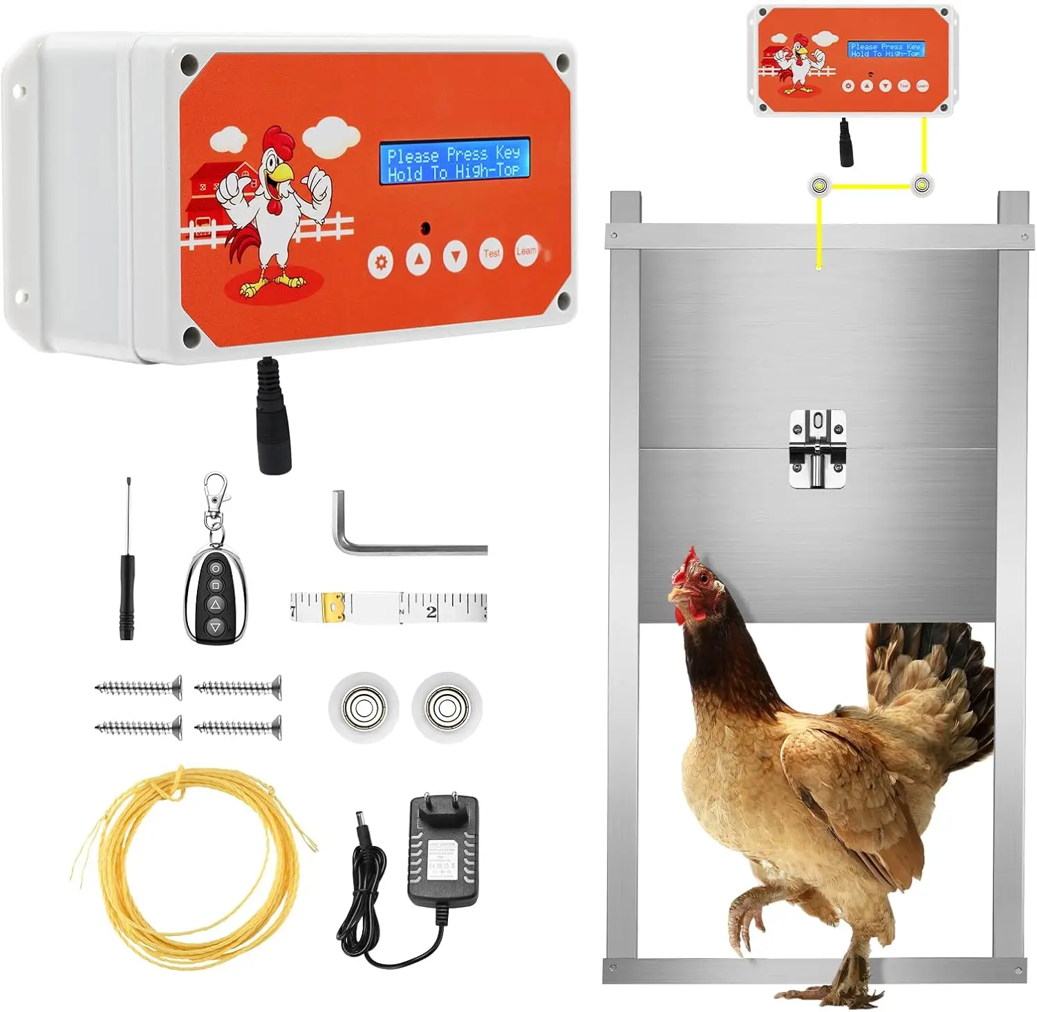 Image of Automatische Hühnerstall-Tür, Elektrischer Hühnerstall-Türschalter mit Timer, 3kg Elektrische Hühnerstall-Tür zum Schutz der Hühner