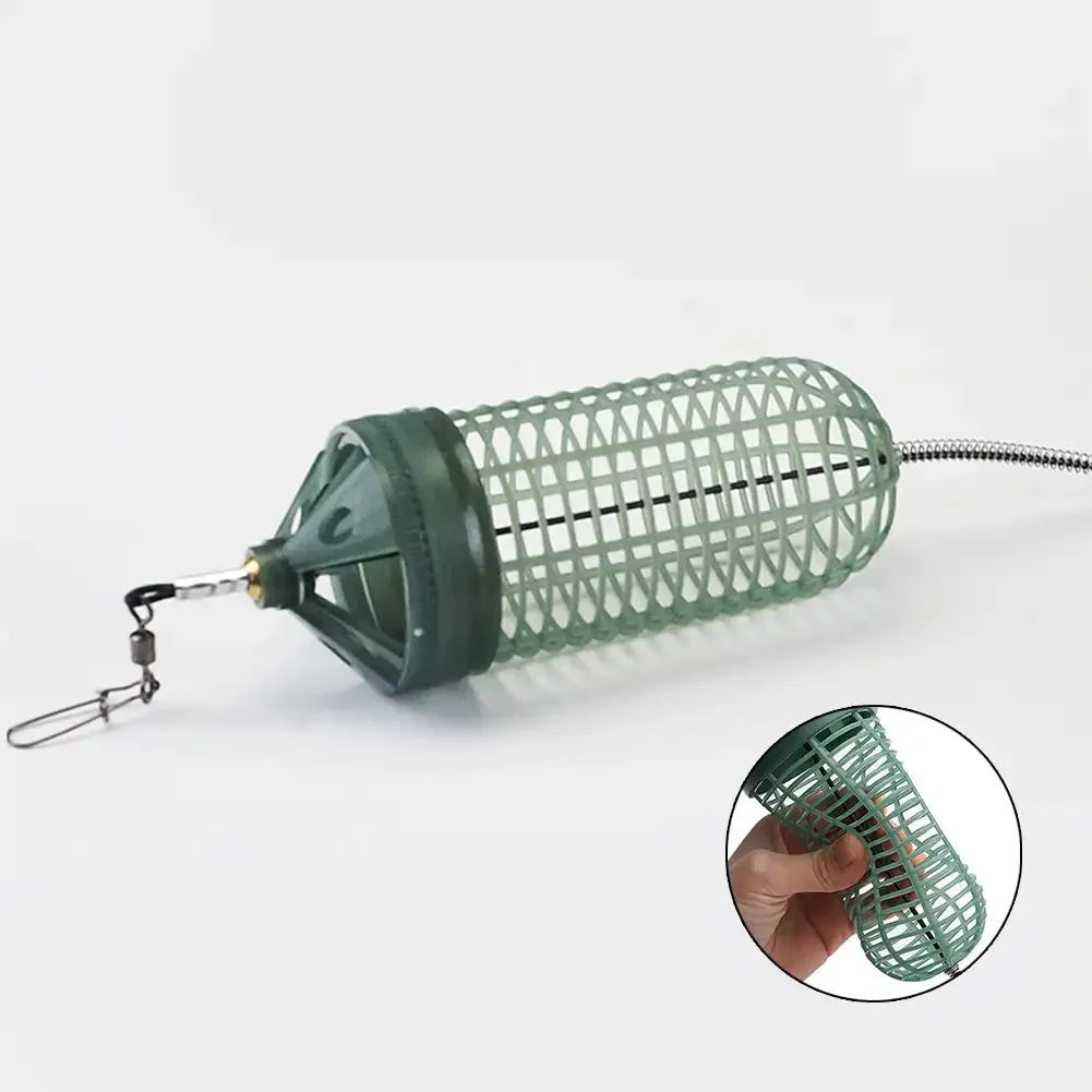 1PC Adjustable Fluorescence Sea Fishing Bait Cage Plastic Nesting Cage With Figure-Eight Ring And Power Spring Fishing Supplies