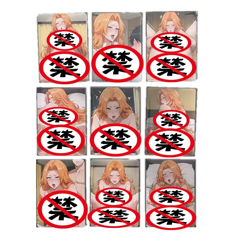 9Pcs/set Homemade Anime Cards Bleach Rangiku Thousand Years of Bloody Battle Sexy Nude Cards Toys Gifts Game Collection Cards