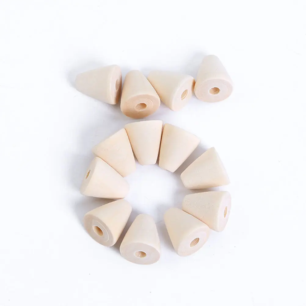 50Pcs Eco Friendly Cone Wooden Beads for DIY Jewelry Accessories Bracelets Necklaces Childrens Craft Projects Creative Learning