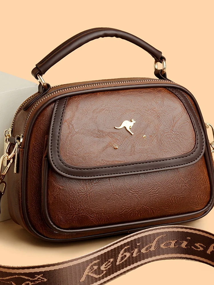 

Модная женская сумка через плечо из натуральной кожи, маленькая квадратная сумка на одно плечо, повседневная сумка с застежкой-молнией и мягкой ручкой