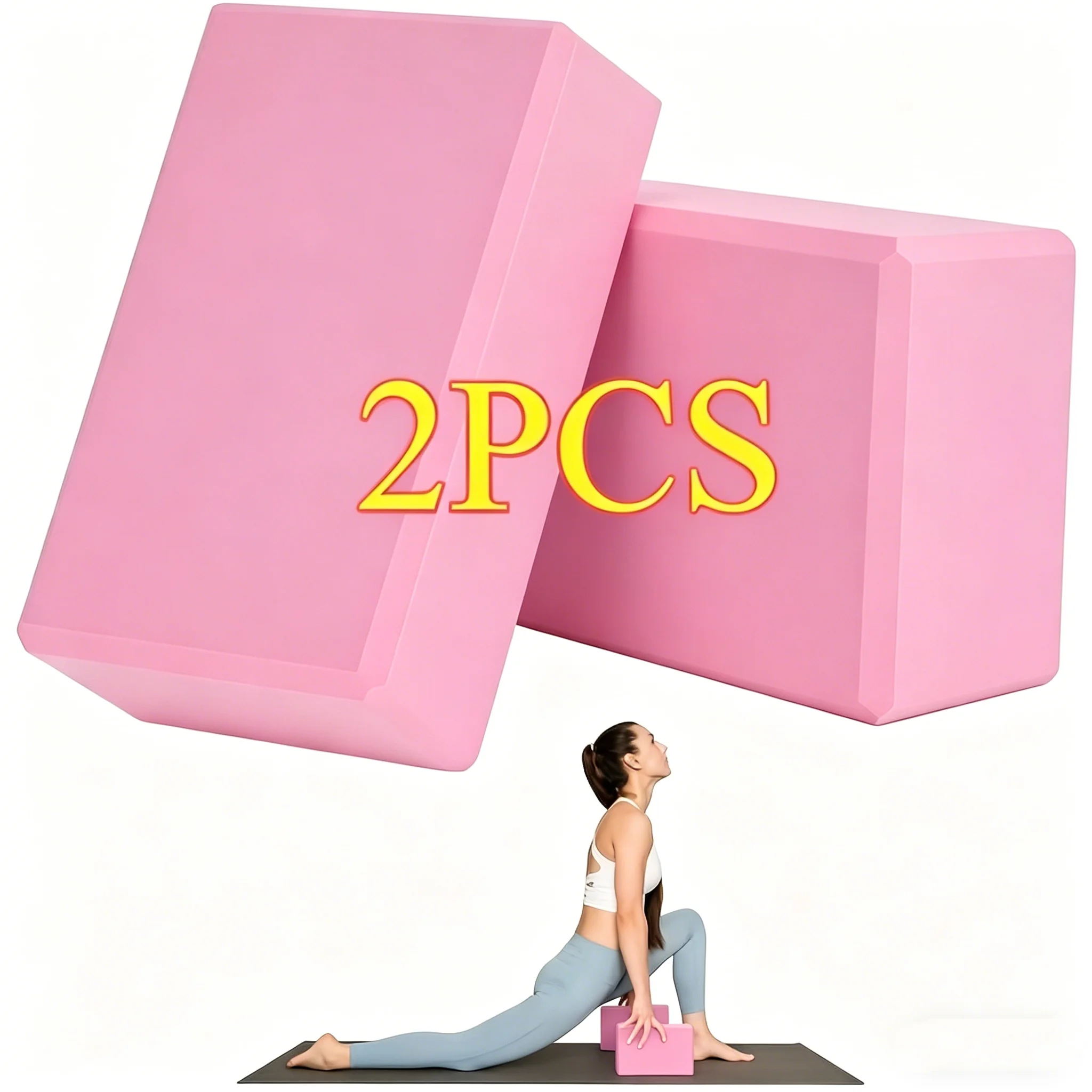 2 Stück Yoga-Blöcke – aus hochdichtem Schaumstoff, leicht, stützend und geruchsneutral – unverzichtbare Yoga-Ausrüstung für Frauen, Fitnessstudio – Detail 2