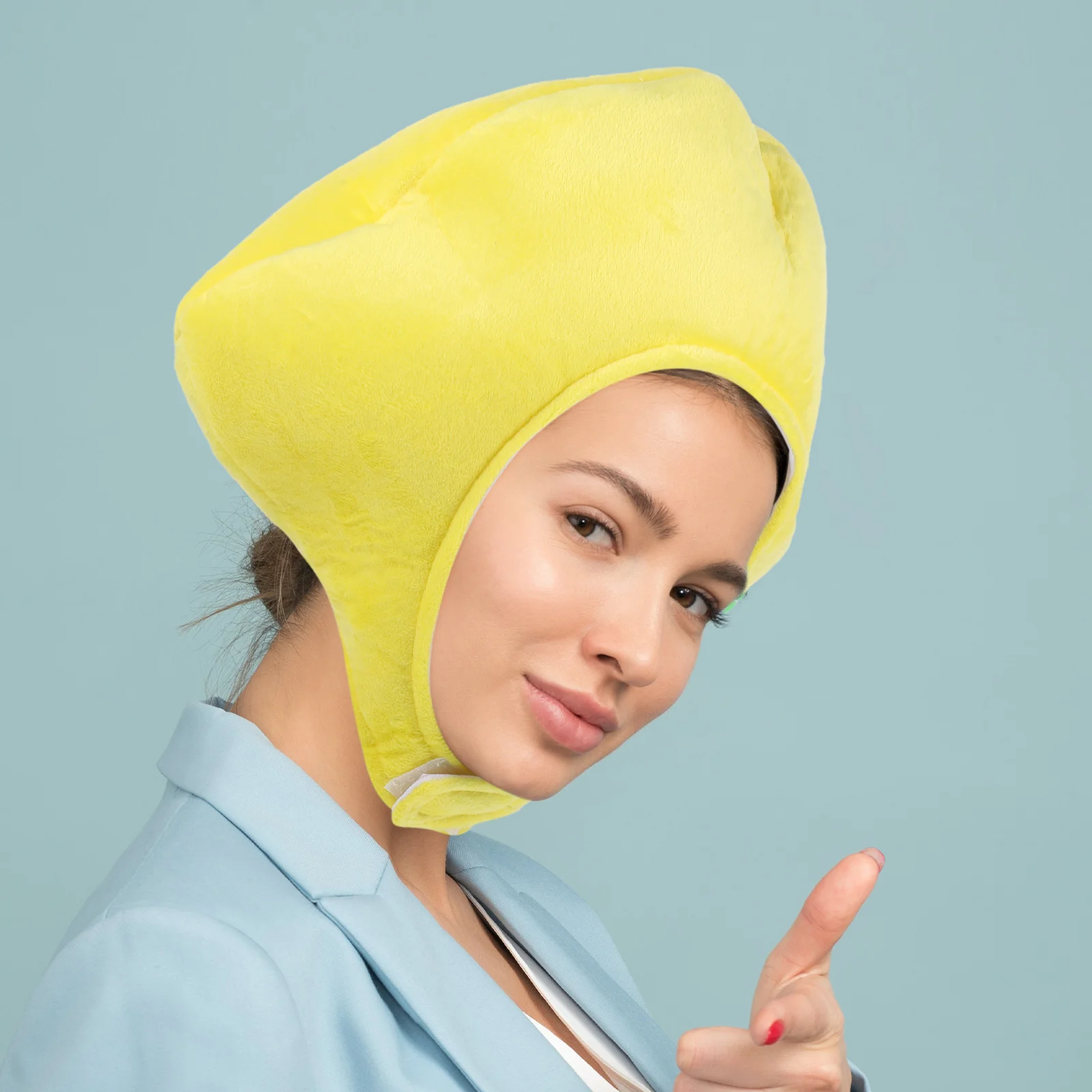 Lemon Costume Hood Shaped Hat Clothing Adorable Head Cover Short Plush Party Prop Miss