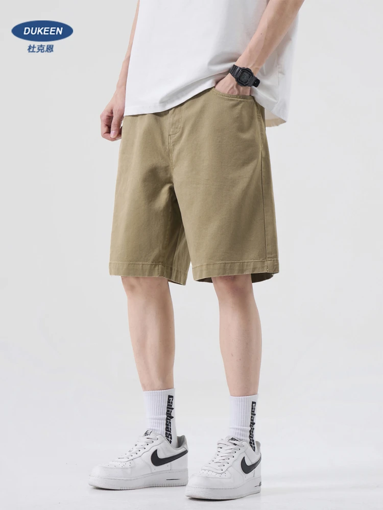 

DUKEEN 100% Cotto Men's Shorts 2025 Summer New Casual Straight Knee Length Vintage Jorts Man