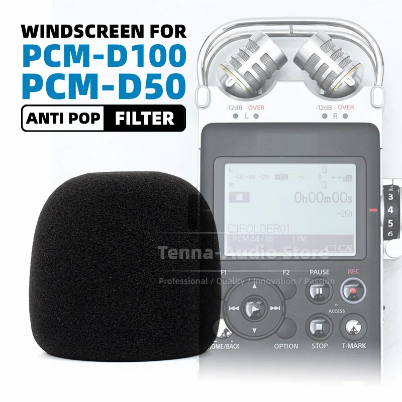 

For SONY PCM-D100 PCM-D50 PCM D100 D50 D 100 50 Recorder Windscreen Mic Foam Shield Cover Sponge Windproof Microphone Pop Filter