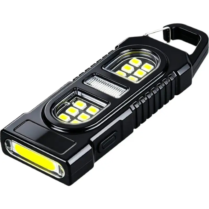 High CRI Soft COB Keychain Light 200 Lumens Side Floodlight Red Blue Emergency Warning Strobe Type C Rechargeable Pocket Clip