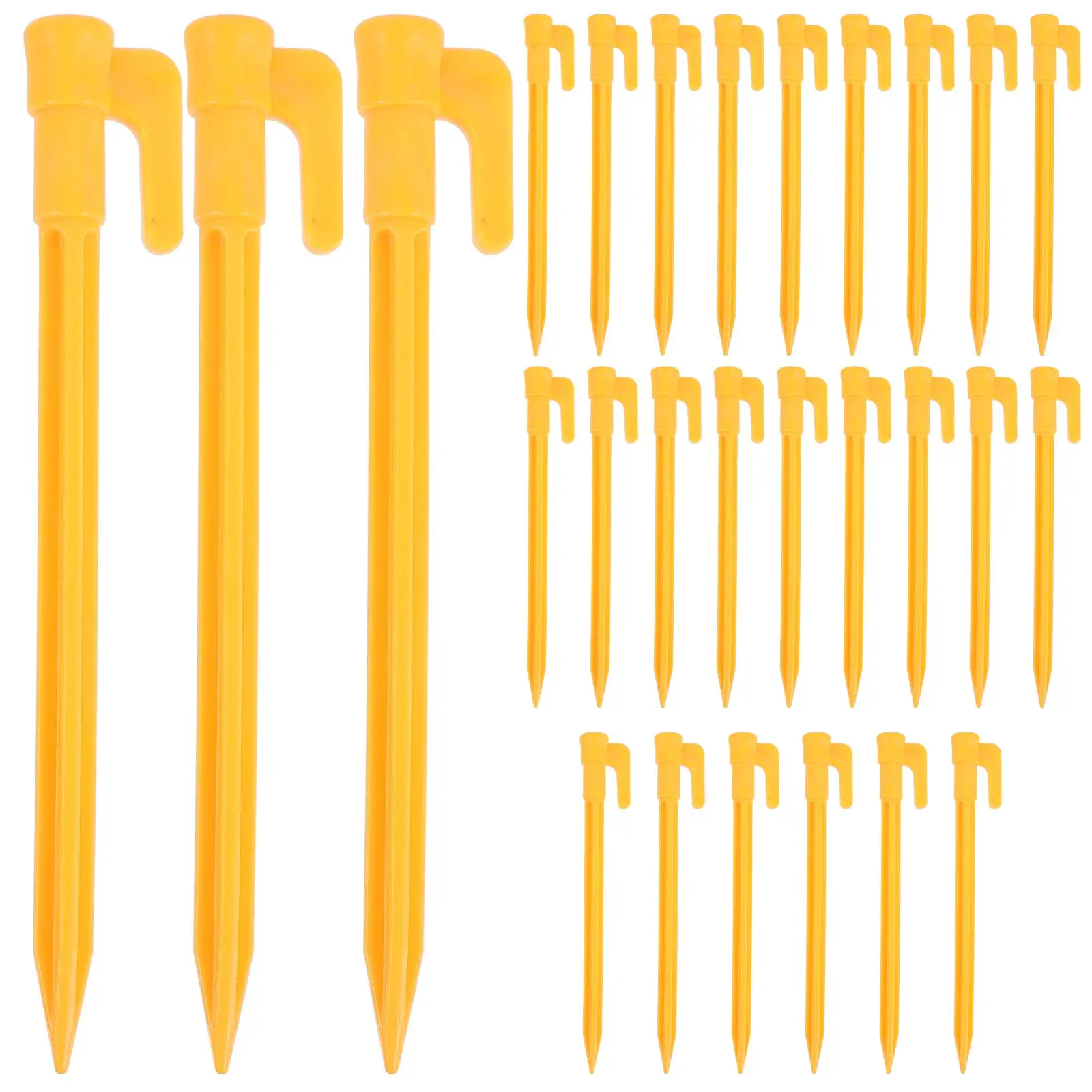 

24 Pcs Plastic Tent Stakes Garden Mallet Ropes Outdoor Artificial Grass Heavy Duty Tarp Pegs Supplies Windproof