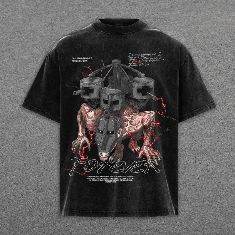 進撃の巨人-シャリキノコウジン-レトロtシャツ-メンズ-アニメ-ハラジュク-ヴィンテージ-ウォッシュド-ストリートウェア-オーバーサイズ-コットンtシャツ
