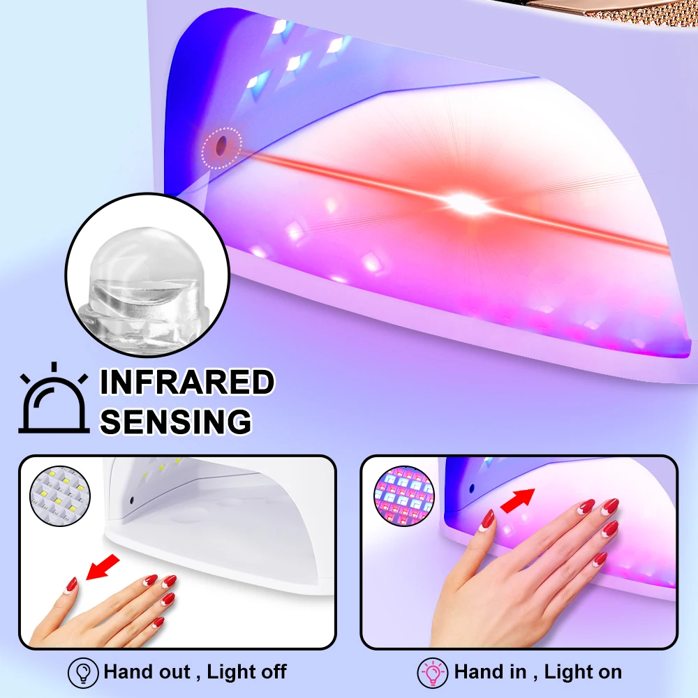 67 LED مسمار مصباح الأشعة فوق البنفسجية LED هلام مسمار البولندية مجفف الأظافر مع 4 الموقتات الاستشعار التلقائي المهنية هلام علاج مسمار مصباح #3