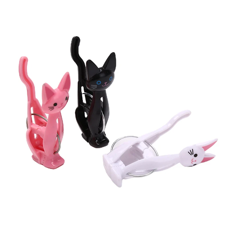 4Pcs Cute Cats Plastic Clothes Pegs Clothespins Cartoon Beach Towel Clips Bed