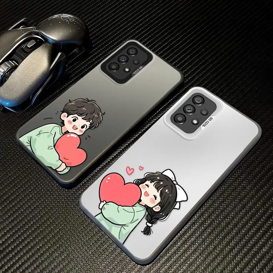Case for Samsung Galaxy A16 A34 A32 A36 A25 A73 A17 A52 A12 A13 A72 A54 A23 A71 A14 A56 Phone Cover Heart-Shaped Couple