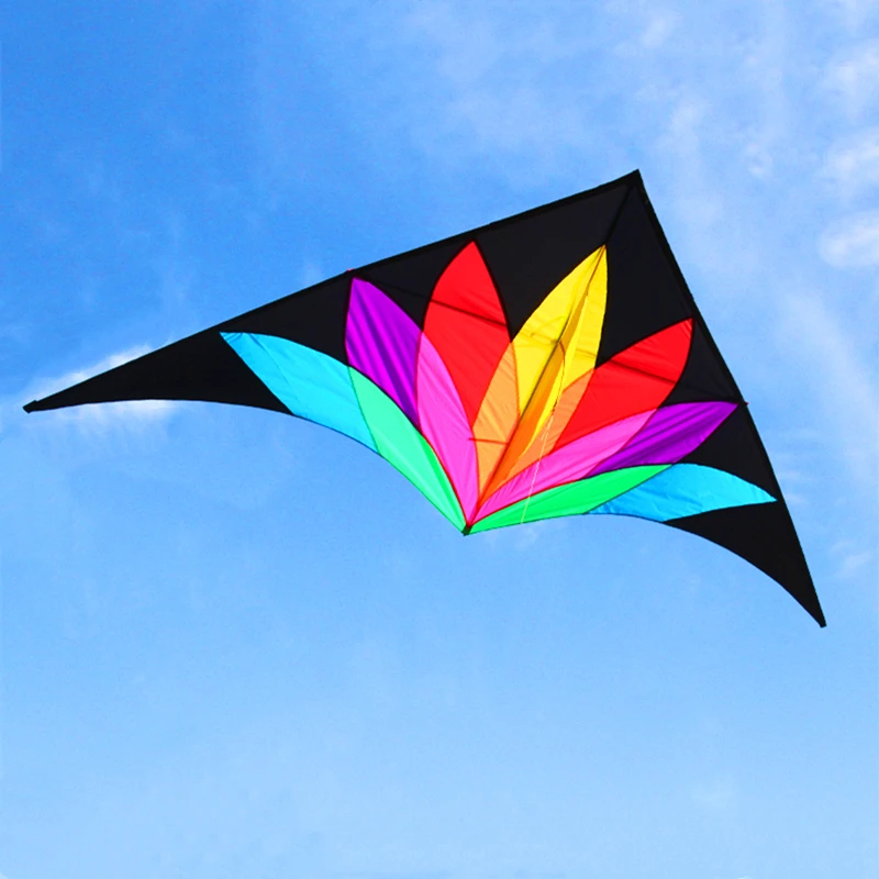 free shipping 2m large rainbow delta kite with 10m tails flying line kids kites factory delta kites wind sock flag wind kites