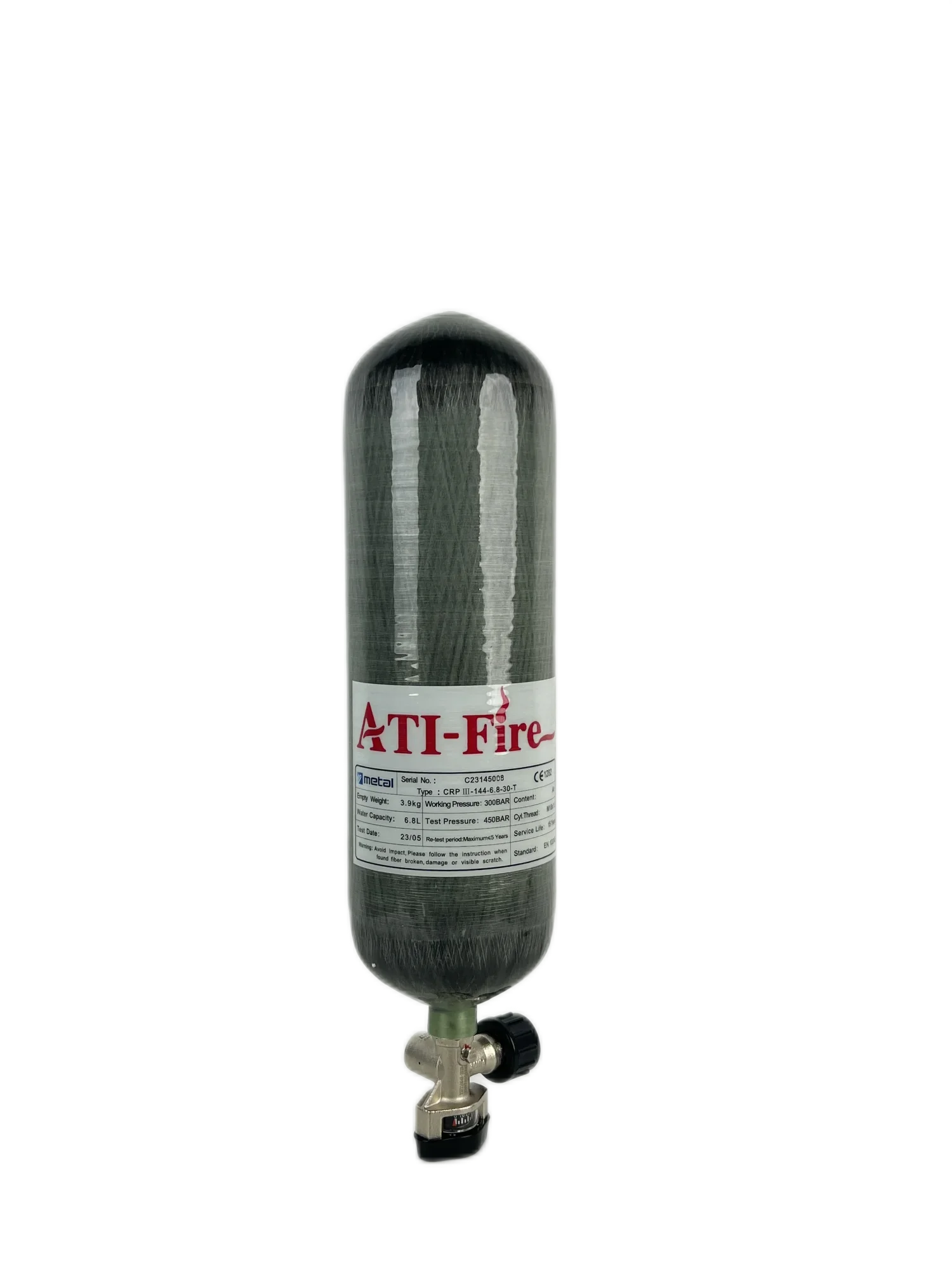 -Ati-fire EN137 Steel Cydiner 6.8L 300 Bar Fire Fighting Equipment Scba