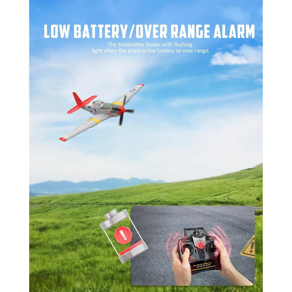 Avión RC con control remoto de 4 canales con giroscopio de 6 ejes, 3 modos, acrobacias aéreas y radiocontrol de 2,4 GHz para un fácil vuelo