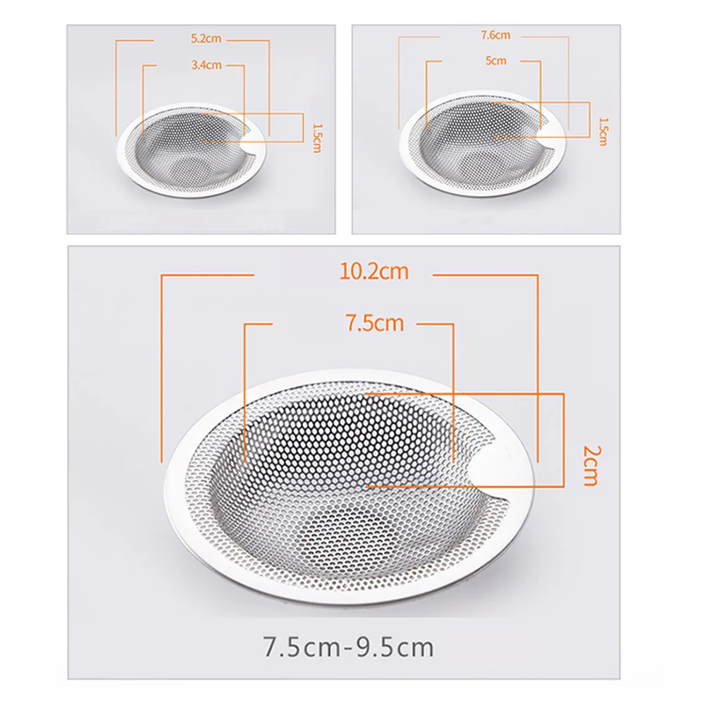 3 قطعة شبكة تصفية استنزاف الفولاذ المقاوم للصدأ للحمام المطبخ حوض الاستحمام الطابق تجفيف الشعر الماسك أداة ترشيح المياه #4