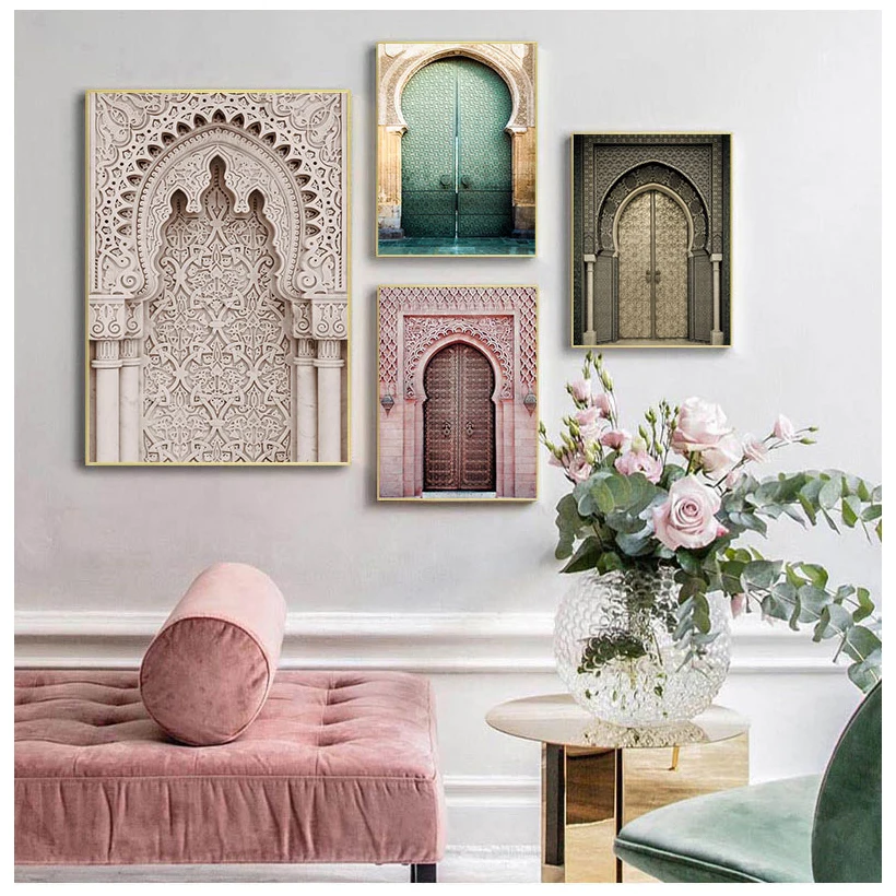 Nordic Morocco Door Vintage Posters World Famous Architecture Art Pictures Printed Living Room Canvas Painting Home Decor