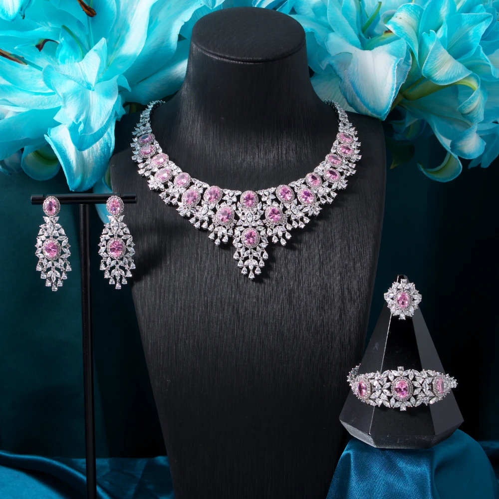 

IN JEWELIFE Luxury Necklace Set Bridal Color Zirconia Jewelry Sets for Women Party Charm CZ Crystal Wedding Engagement Accessory