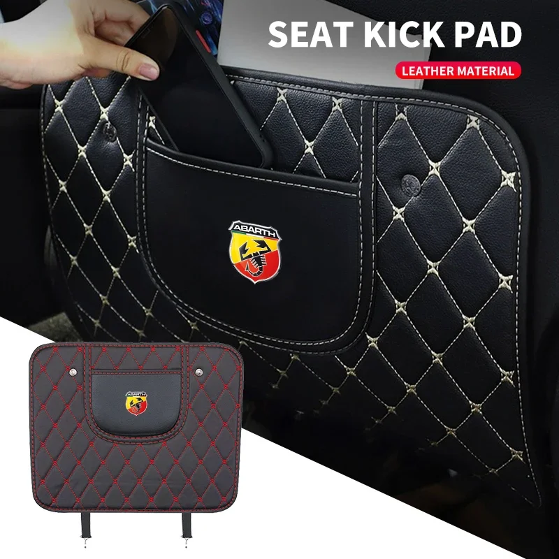 

Leather Cover Auto Seat Cover Anti Kick Mat Pad Seat Cover For Abarth Stilo Ducato Palio 124 125 Competizione Car Accessory