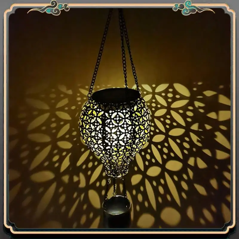 

Premium Hot Air Balloon Solar Lantern, Flower Hollow Out Solar Powered Hot Air Balloon Lantern Outdoor Waterproof