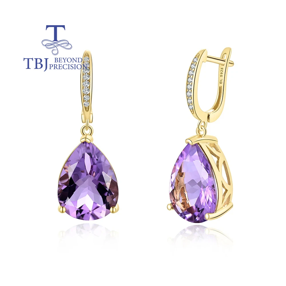 

Trendy Stunning Dangle Clasp Earrings for Lady S925 Silver Natural Amethyst Febr Birthstone Luxury Jewelry Special Occasion Gift