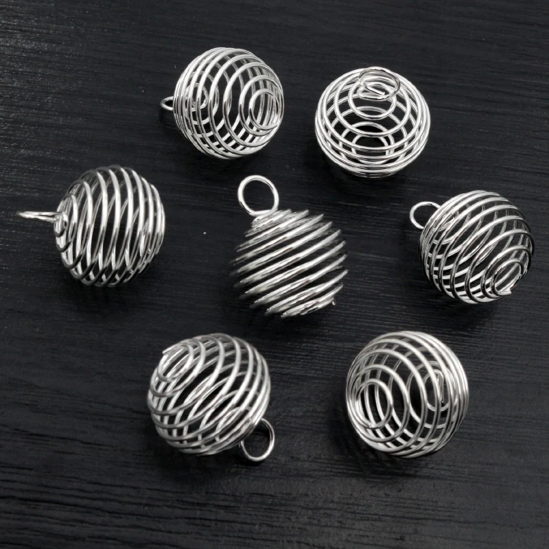 10-30Pcs/lot 9-25mm Metal Spiral Beads Cages Pendants Hollow Bead Caps For DIY Charms Jewelry Making Supplies Accessories