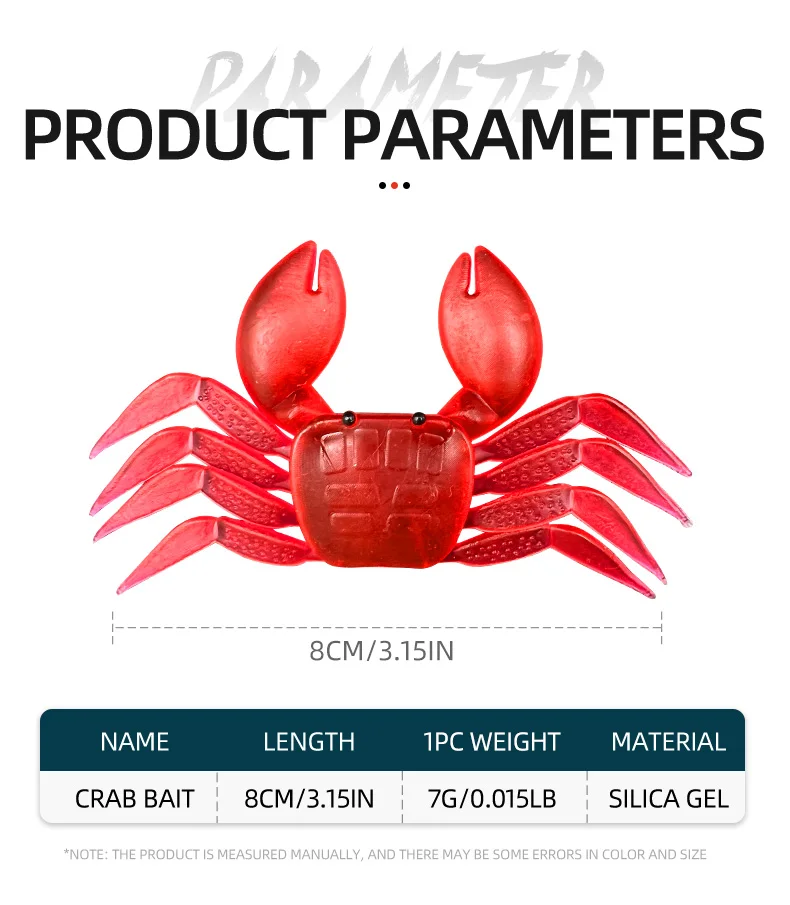 ShareShark 6 Stück/Beutel Weiche Krabben-Angelköder 8cm Künstlicher Krabbenköder 3D-Simulation Süßwasser-Krabben-Weichköder zum Angeln – Detail 2