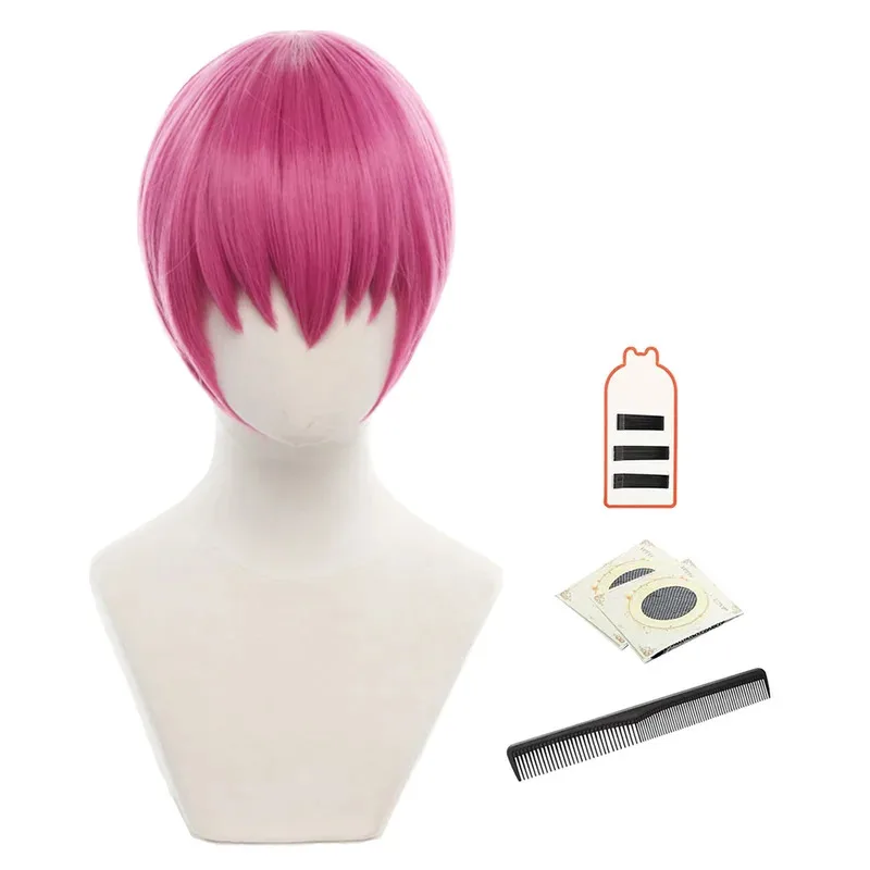 HOLOUN Ranma 1/2 Anime Ranma Saotome Cosplay Wig Rose-red Rose Net Synthetic Fiber Adjustable Size Heat Resistant Female