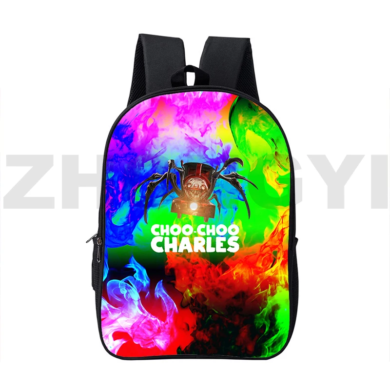 Choo-Choo Charles Backpack Men Outdoor Sport Travel Rucksack 16 Inch Funny Game Teenager Bookbag 3D Large Fashion Casual Packbag