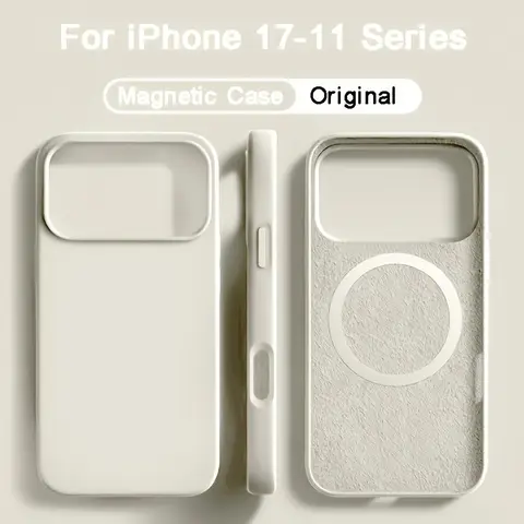 For Magsafe Magnetic Liquid Silicone Case For iPhone 17 16 15 14 13 Pro Max 17Pro Air 16Pro Wireless Charge Soft Cases Cover