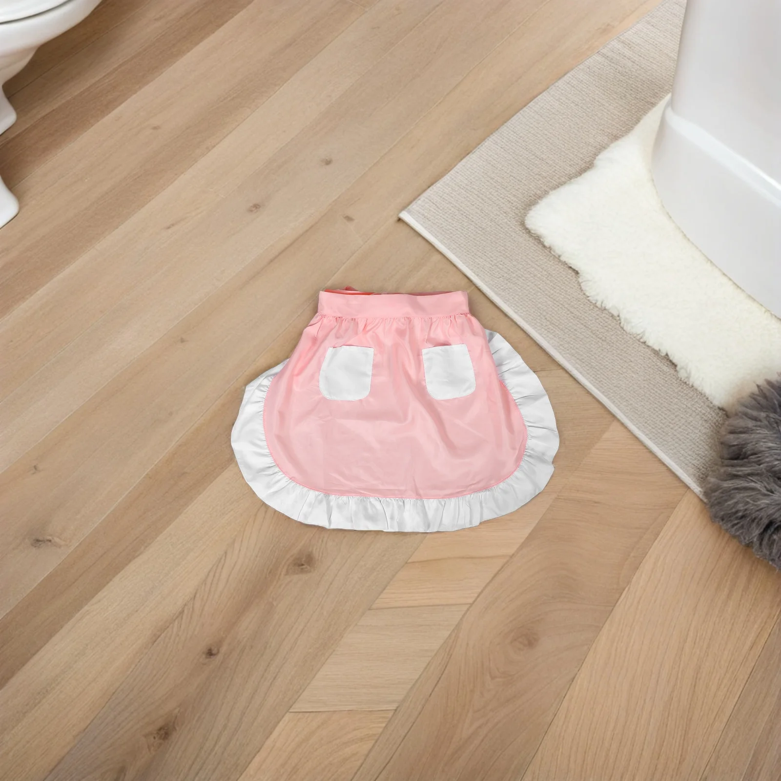 

Charming Lolita Style Maid Apron For Women Ruffled Waist Costume Sweet Outfit Party Cosplay Vintage Apron With Pockets Kitchen