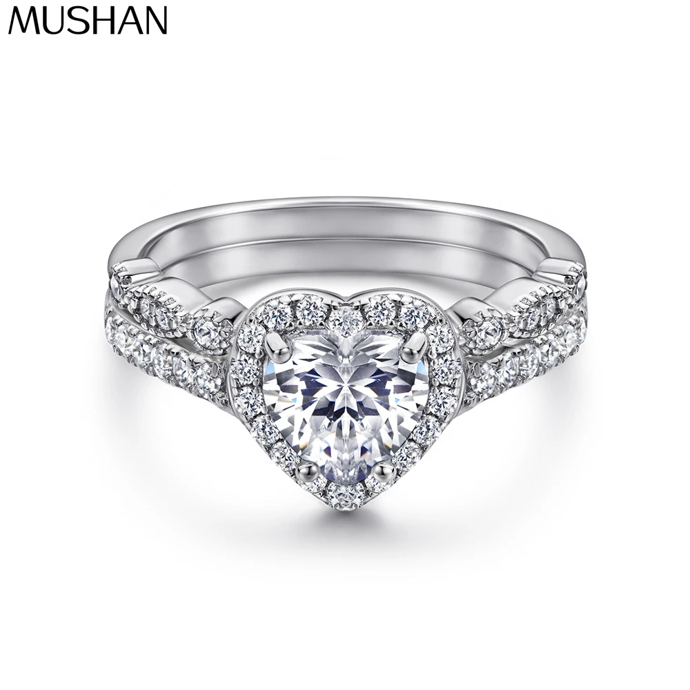 

MuShan Luxury Jewelry 925 Sterling Silver Ring Zircon 5A Grade Radiant Bridal Party for Women Rhodium Plated Fine Jewelry Rings