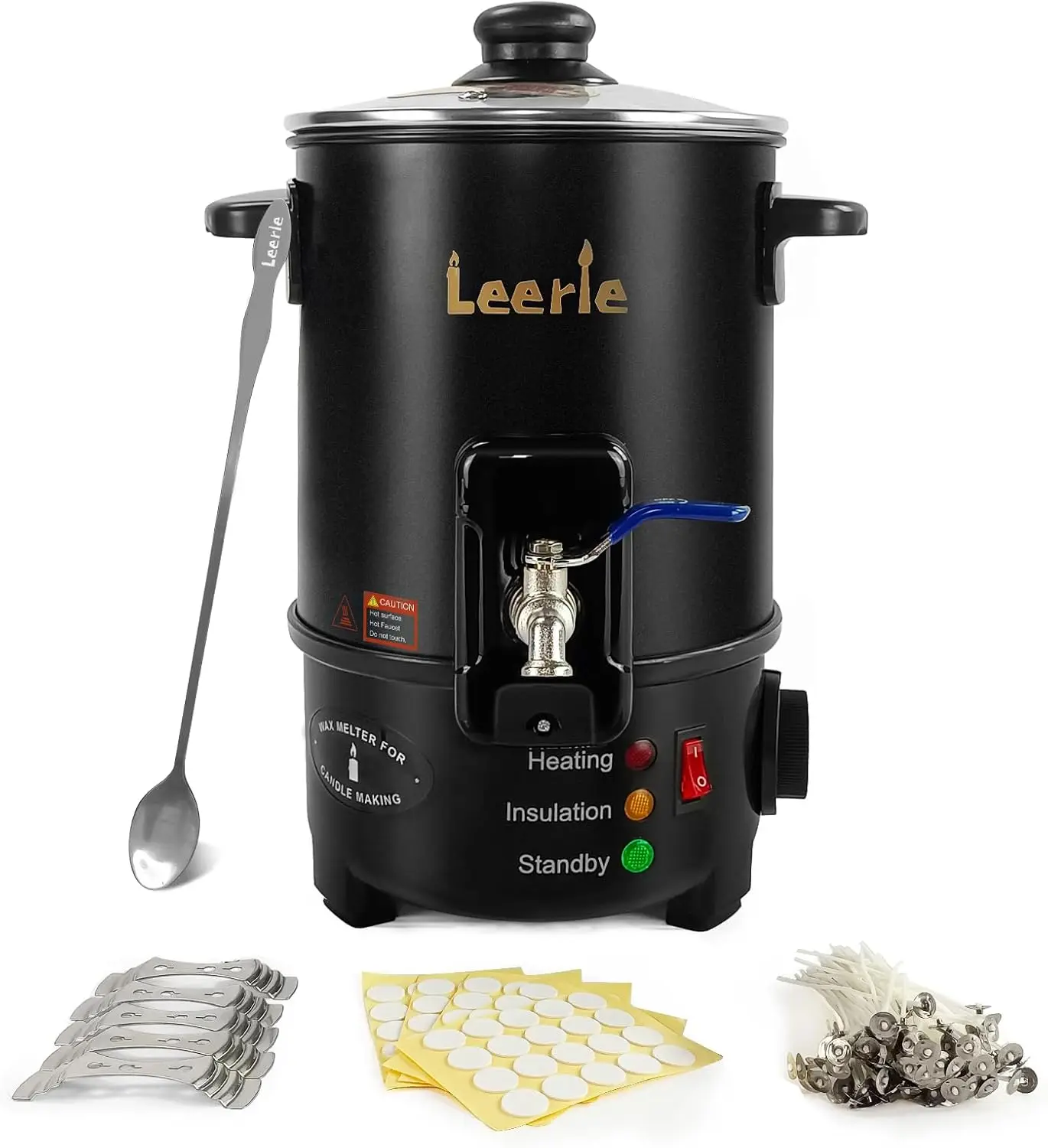 

8Lbs Electric Wax Melter for Candle Making – Fast Melting, No Clog Brass Spout & Temp Control, Easy Clean, DIY Kit