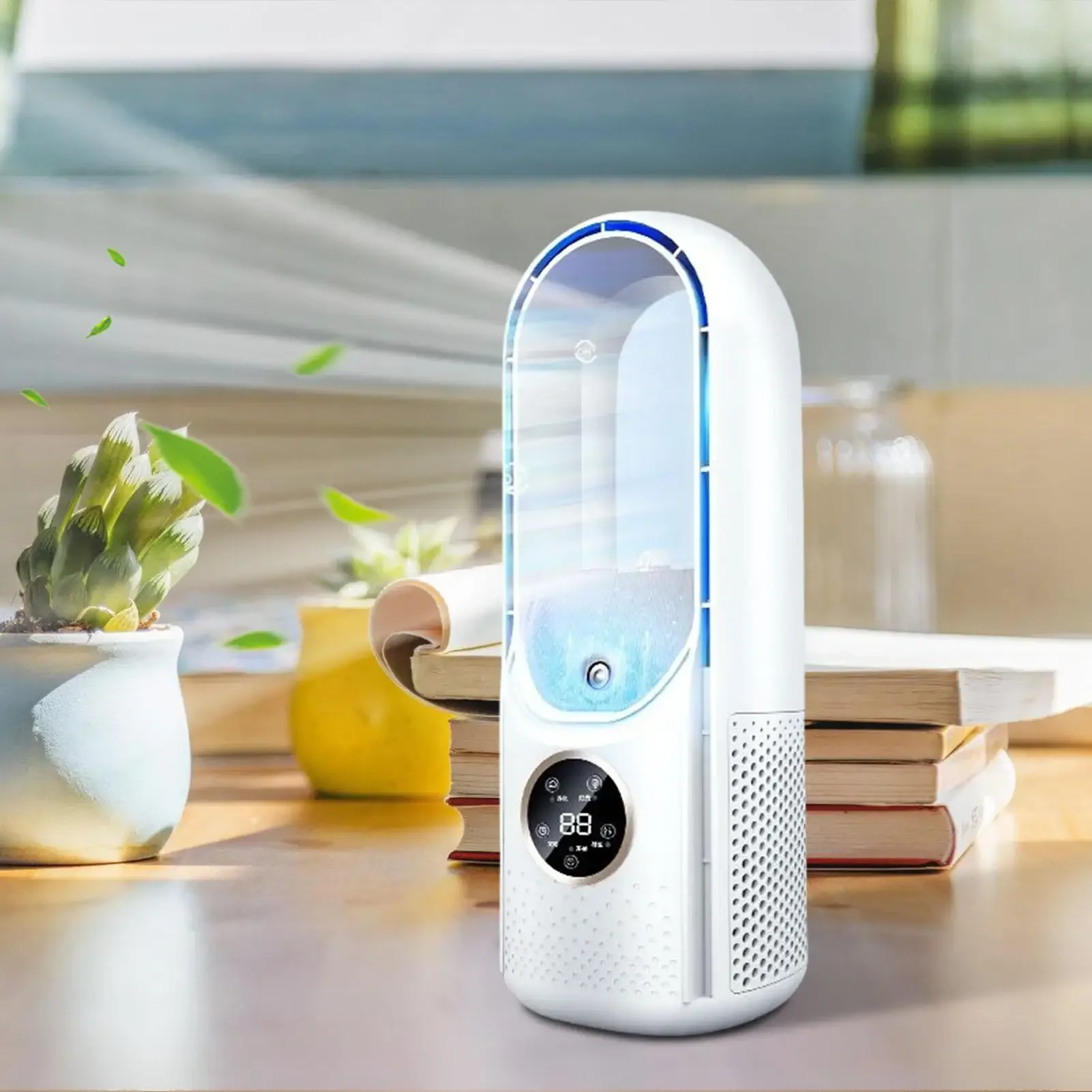 

Portable Bladeless Fan with 6 Speeds & Mist Personal Cooling Fan 6H Timer Quiet Table Fan for Home Office Bedroom