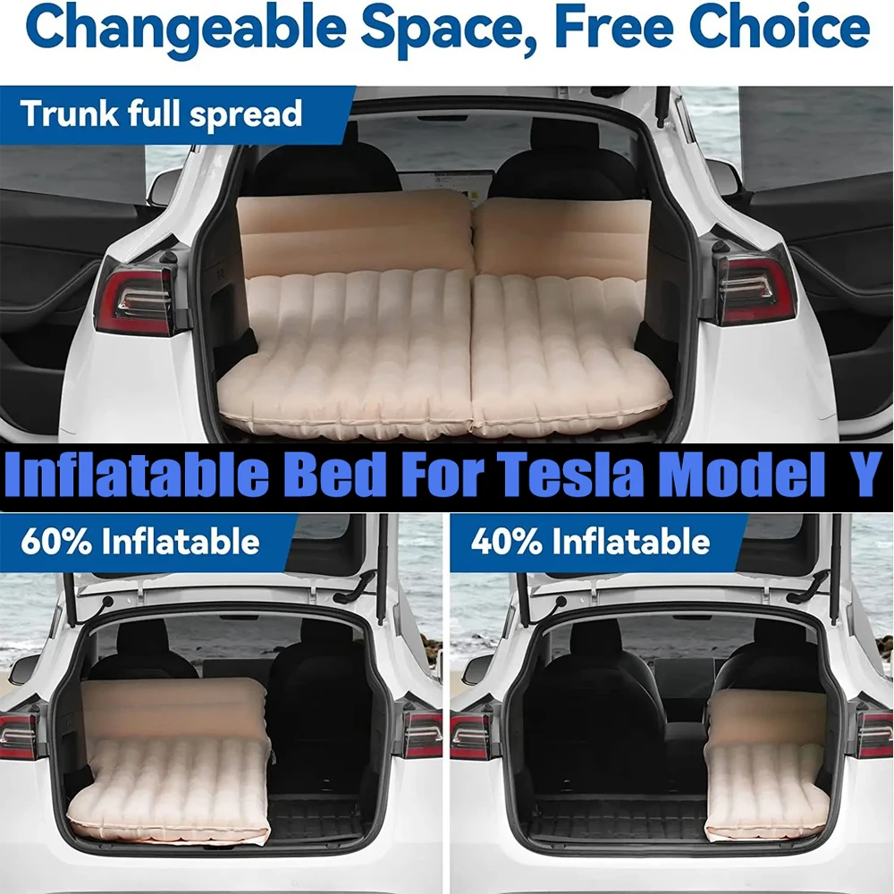 Car Air Inflation Mattress For Tesla Model Y Auto SUV Trunk Inflatable Pad Folding Sleeping Mat Air Bed for Travel Camping Nap