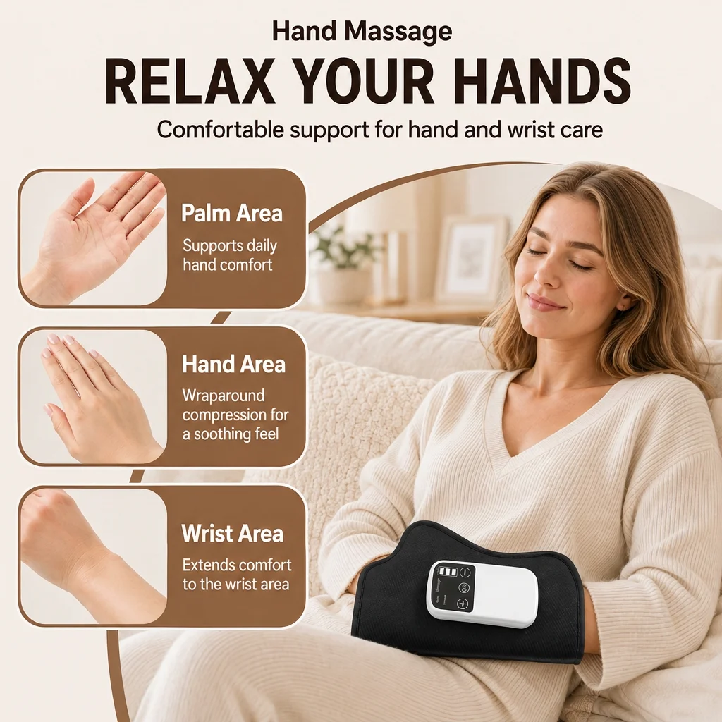 Wearable Air Compression Hand Relaxer With Heating, Wireless Remote Control & Multiple Relaxation Modes, Portable Glove-Style Relaxation Tool For Office Typists, Daily Hand Relaxation For Tired Fingers, Wrists & Palms