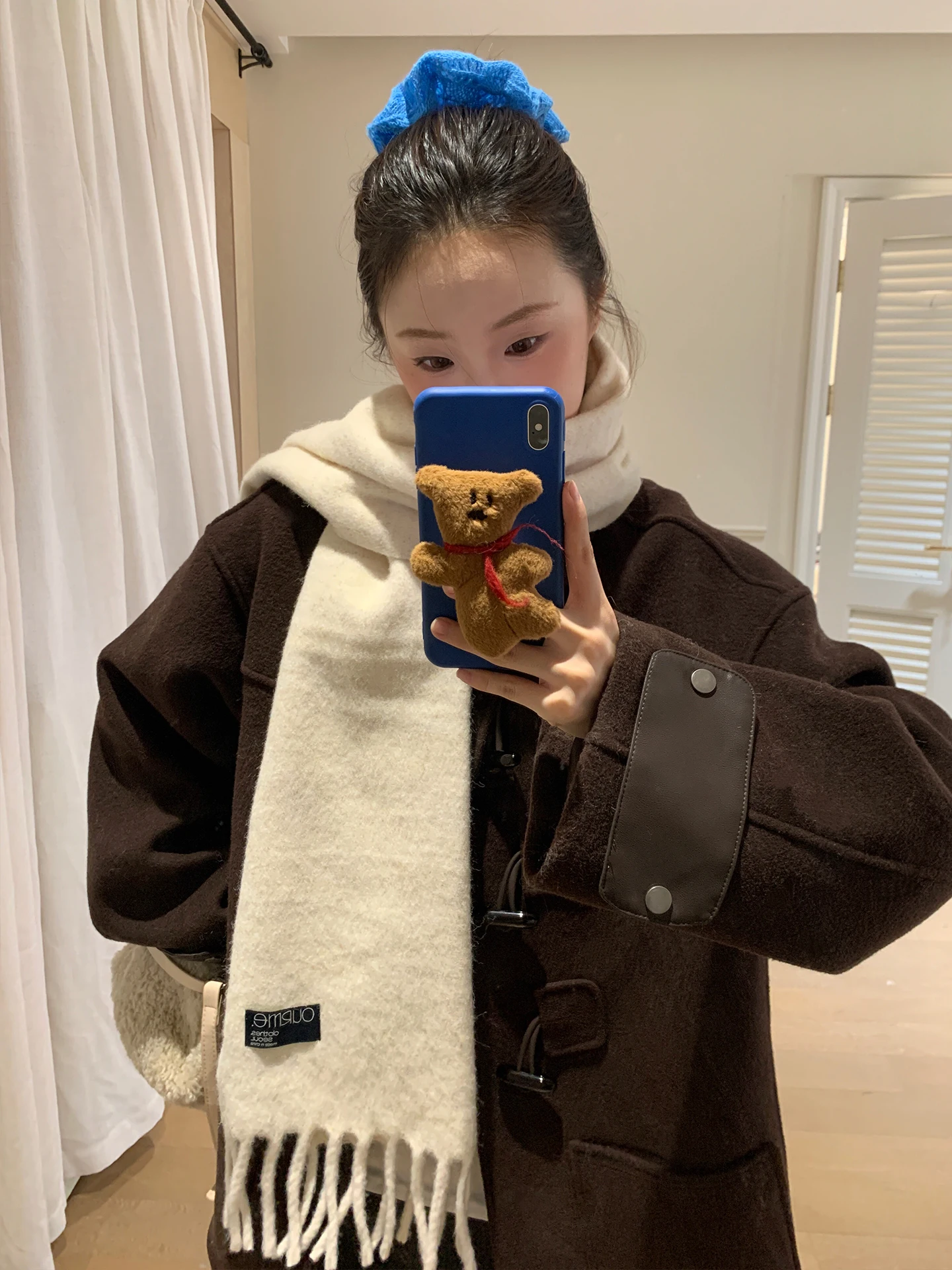 Lenço xadrez clássico para homens e mulheres versátil com um senso de atmosfera dupla face xadrez borla xale quente para o